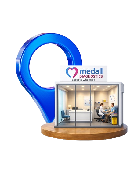 Medall franchise — location pin and diagnostics center